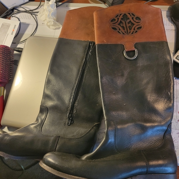 Frye Shoes - Black and brown riding Boots. Size 8 1/2